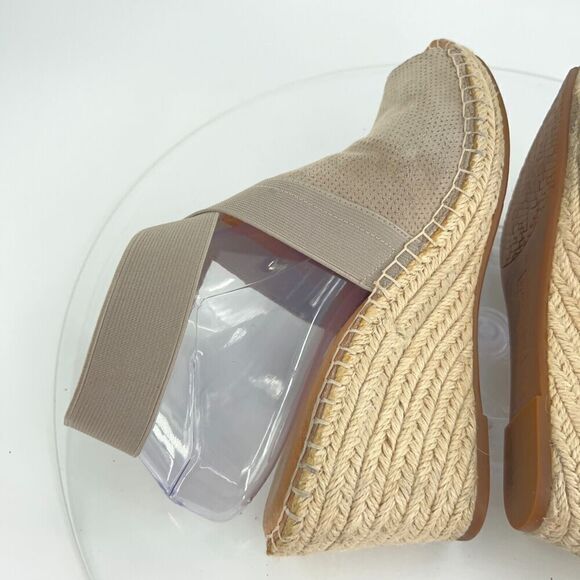 Gentle Souls Women's Colleen Sandals 10 Espadrille Wedge Cross Strap Tan Suede - Picture 8 of 15